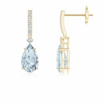 Authenticity Guarantee 
ANGARA Solitaire Pear Aquamarine Drop Earrings with D... - £505.11 GBP