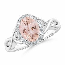 ANGARA Oval Morganite Infinity Ring with Diamond Halo for Women in 14K Gold - £764.84 GBP