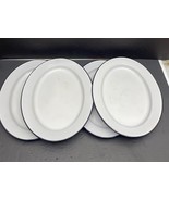 Set of 4 Enamelware 14” Oval Trays – White w/ Blue Rim Camping Platter L... - €45,06 EUR