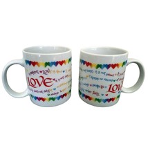 Love Is Patient Kind Ceramic 10 oz Coffee Mugs Tea Cups Valentines Day Set Of 2 - £14.87 GBP