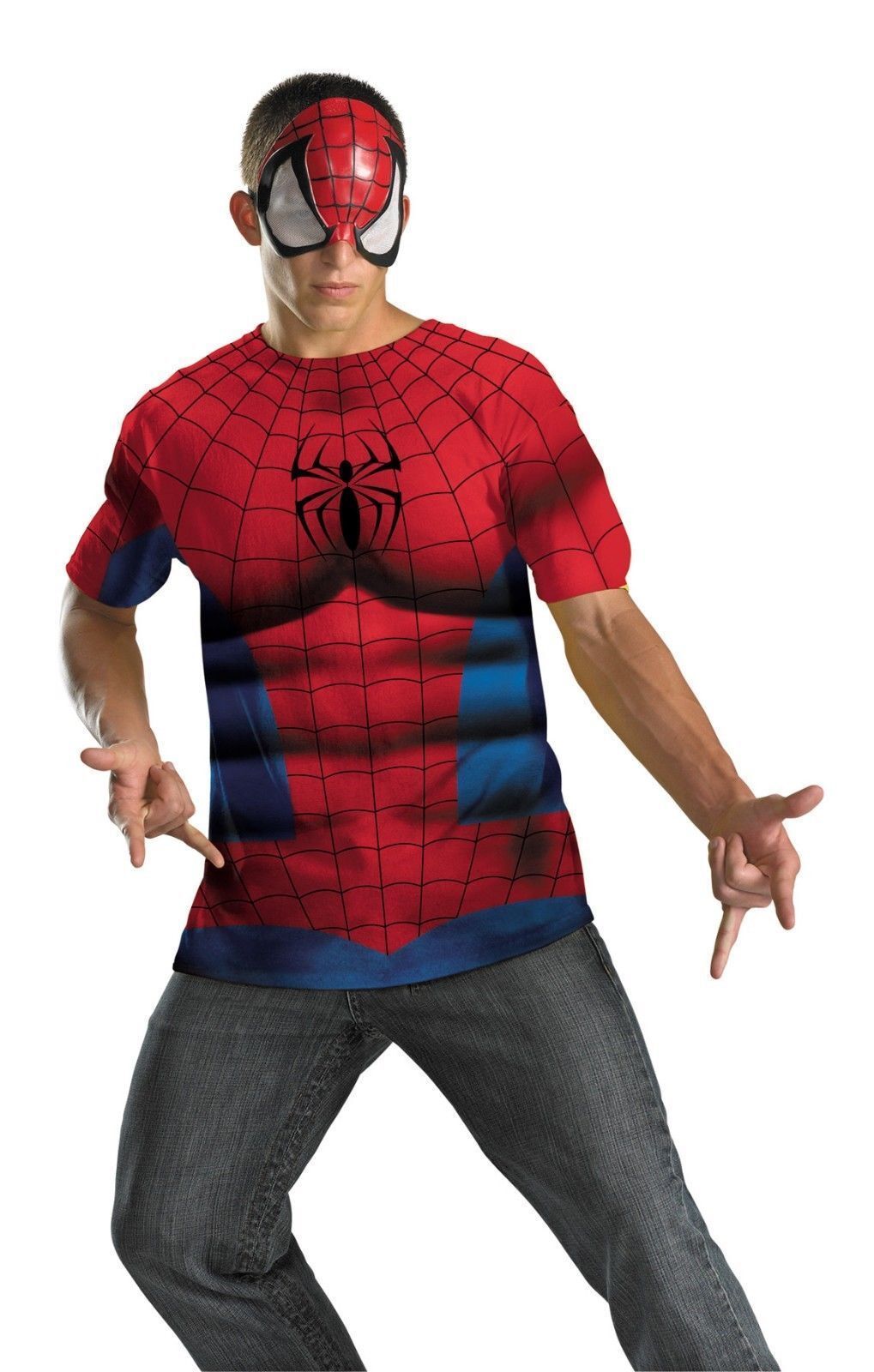Primary image for Spider-Man Comic Book Superhero MEN'S 42-46 Size Shirt & Mask Easy Adult Costume