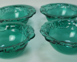Set of 4 Vtg Cive Teal Blue Green Glass Embossed Fruit Bowls Italy 6.5&quot; - $24.75