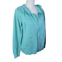 Made for Life Full Zip Sweatshirt Hooded Drawstring Womens Large Blue Green - $17.60