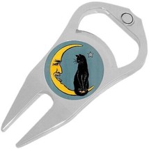 Cat and Moon Golf Ball Marker Divot Repair Tool Bottle Opener - £9.38 GBP