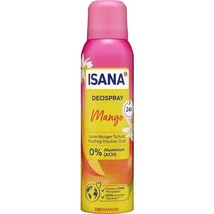ISANA deodorant spray MANGO with 0% ALUMINUM 150ml -VEGAN- FREE SHIPPING - $10.88