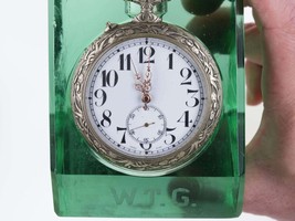 Huge Antique Miners Presentation Pocket Watch 50mm works 70mm case 58mm dial - £930.62 GBP