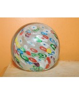 Art Glass Paperweight 2.5&quot; clear with multicolor millefiori cloudy white... - €10,77 EUR