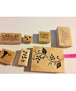 Vintage 1993 + Stamping Up 7 Wood Craft Stamps Leaves Kaola Lot #1 SKU 0... - £5.43 GBP