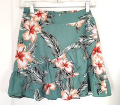 NWT Cupcakes &amp; Cashmere Womens Size Small  Skirt Hawaiian Floral Ruffled Hem - £18.38 GBP