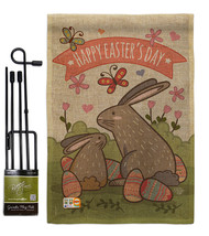 Happy Easter&#39;s Day with Colourful Bunny Eggs Burlap - Impressions Decorative Met - £27.15 GBP