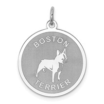 Sterling Silver Boston Terrier Disc Charm Pendant Jewerly 26mm x 19mm - £23.36 GBP