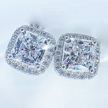 925 Sterling Silver Wedding Stud Earrings For Women Sparking Full Zircon 7Pink Y - £37.60 GBP