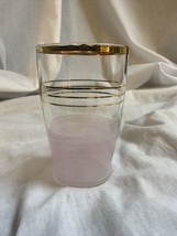 Vintage MCM Pink Sugar Frosted Juice Glass Gold Trim 3.5” - $5.63