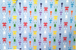 Happy Aliens 14 long x20 in  wide Cotton Flannel  Crafts Quilt Sewing multicolor - £3.74 GBP