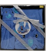 Kids 2-Piece Hooded Bath Towel Set, Elephant, Blue - £13.20 GBP