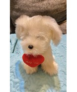 White Puppy Dog Plush With Red Hug Me Heart 10 Inch - $10.93 CAD