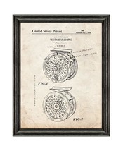 Reel For Fly Fishing Patent Print Old Look with Black Wood Frame - $24.95+