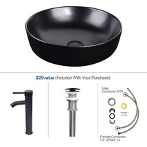 Bathroom Ceramic Vessel Sink Basin Combo Porcelain Bowl Faucet Pop up Dr... - $114.84