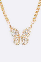 Crystal Butterfly Pendant Necklace - £19.54 GBP