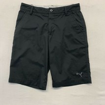 PUMA Polyester Blend Shorts Boys Size Medium Black Flat Front Stretch Casual Sho - $7.91