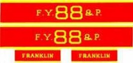 Franklin Engine Tender Adhesive Sticker Set Ho Gilbert HO/AMERICAN Flyer Trains - $19.99
