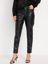 Old Navy High Rise OG Straight Faux Leather Ankle Pants Women 2 Petite Black NEW - £22.84 GBP
