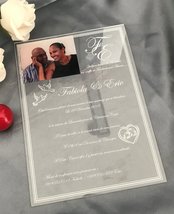 10pcs Acrylic Invitations,white Ink Acrylic wedding invitations with pic... - £25.13 GBP
