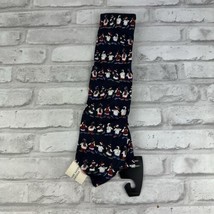 Addiction Men&#39;s Black Holiday Christmas Penguin Print 100% Silk Neck Tie... - $10.22