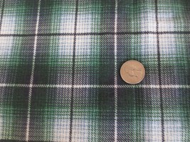 4147. 2 Remnants Blue &amp; Green Plaid Cotton Flannel Fabric - 45&quot; X 1-5/8 Yds. Ea. - £11.73 GBP