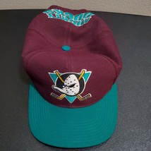 Vintage 1990s NHL Anaheim Mighty Ducks Wool Embroidered Snapback Hat Pur... - £62.80 GBP