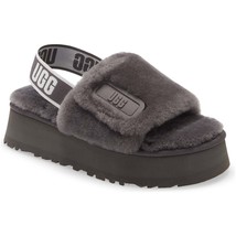 UGG Women Platform Shearling Slingback Sandals Disco Slide Size US 11 Dark Grey - £66.48 GBP