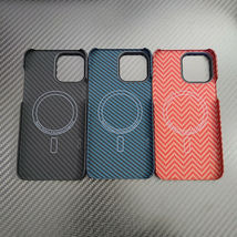 Magnetic carbon fiber Case Ultra Thin blue red Aramid fiber cover for iPhone 13 - $63.65