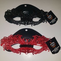 NEW 2 Adult Masquerade Masks Red Black Lot One Size Fits Most Hyde &amp; Eek - £10.03 GBP