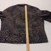 Nine West Jean Women's Sarah Jacket Denim Tan Wild One Leopard Print Size Large image 7