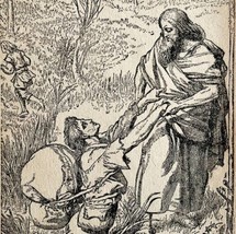 1860 Print Jesus Help Draws Christian Out of the Slough of Despond 7 x 4.5&quot; - $33.50