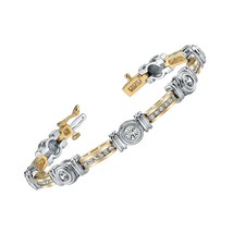 2Ct Round Simulated Diamond Link Tennis Bracelet 14k Two Toned Gold Plated - £165.77 GBP