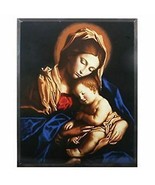 Bright Colored Madonna Craddling and Child in Blanket with Black Back - $106.20 CAD
