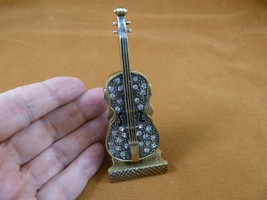 M13-E bronze CELLO miniature trinket box with white crystals music theme... - £17.59 GBP