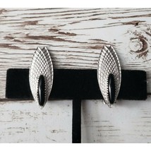 Vintage Beau Sterling Clip On Earrings - Black &amp; Silver Design - £20.49 GBP