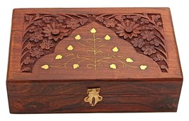 Handcrafted Wooden Jewellery Box for Women Jewel Organizer Hand Carved 8x5 Inch - £27.33 GBP