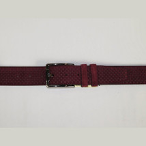 Men Genuine Basket weave Suede Soft Leather Belt PIERO ROSSI Turkey #1002 Wine image 3