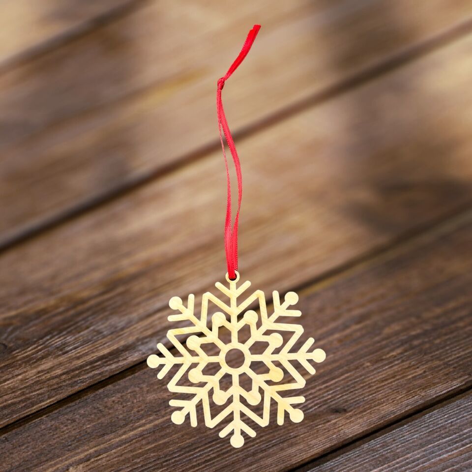 Wooden Christmas Ornament Snowflake - Holiday Home Decor 4&quot; With Gift Box - $5.45