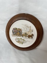Vintage Ceramic And Wood Wall Decor Horse And Carriage Scene - $17.77