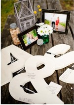 GUESTBOOK- 14&quot; High-  ALL 3 PIECES- Wooden Letters,Monogram ,Wedding guestbook, - £27.97 GBP