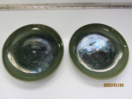 2 VINTAGE MADE IN PORTUGAL AX 15 LUSTER GREEN DESSERT PLATES 7-3/4&quot; - £7.96 GBP