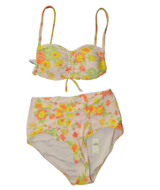 American Eagle Aerie Floral Ruched Retro High Waist Bikini Swimsuit Size... - £23.42 GBP