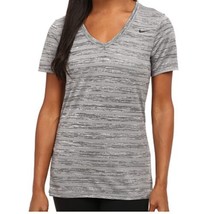 Nike Womens V Neck Legend Shorts Sleeve Top Size X-Small Color Grey - £28.74 GBP
