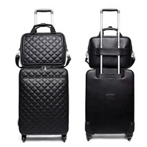 16&quot;,20&quot;,24&quot; Women&#39;s Black PU Leather Carry On Travel Trolley Rolling Lug... - £164.22 GBP+