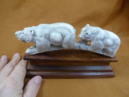 bear-108 Papa + little bear walk of shed ANTLER figurine Bali detailed c... - $119.91