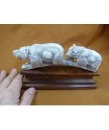 bear-108 Papa + little bear walk of shed ANTLER figurine Bali detailed c... - £94.09 GBP